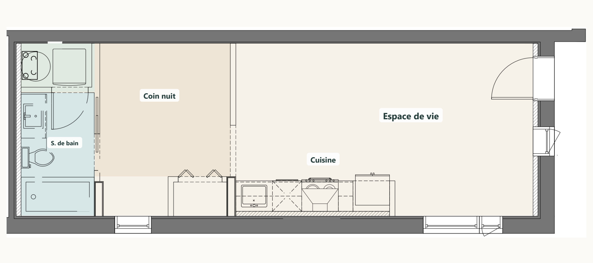 Plan du studio de type A